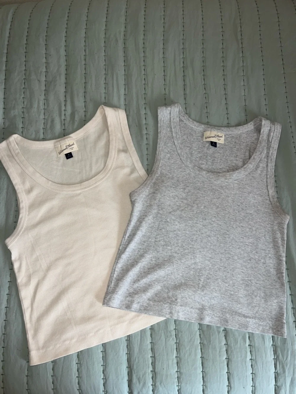 Two Tank Tops - Cream & Light Gray